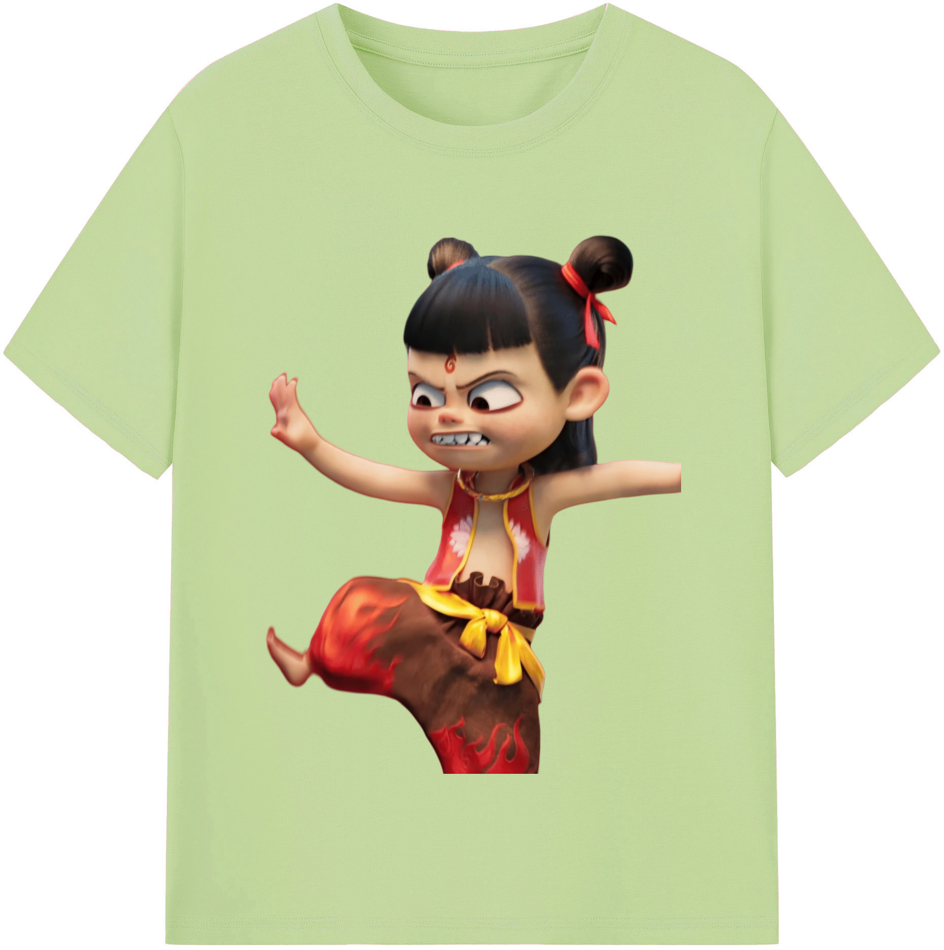 （画像用） Ne Zha 2 ナタ 魔童の大暴れ 綿100％半袖Tシャツ（フロントプリント）